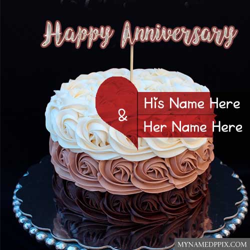 Write Names Anniversary Wishes Beautiful Cake Pictures