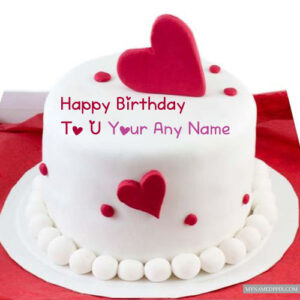 Red Velvet Heart Birthday Cake Name Wishes Pictures Creating