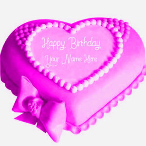 Beautiful Pink Happy Birthday Cake Sweet Heart Name Wishes Pictures