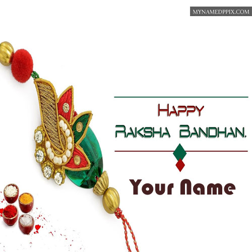 Beautiful Rakhi Send Brother Name Write Greeting Card Photos