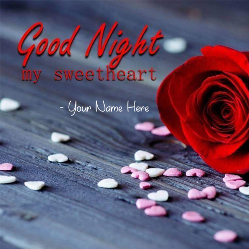 Write Name Sweet Heart Good Night Wishes Love Greeting Card