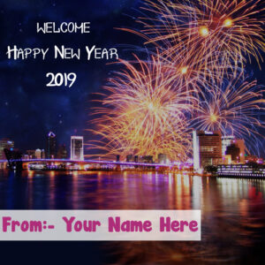 Amazing Firework New Year 2019 Wishes Name Write Image