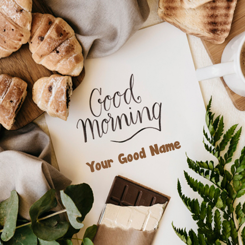 Chocolate Morning Wishes Name Write Photo Send Download