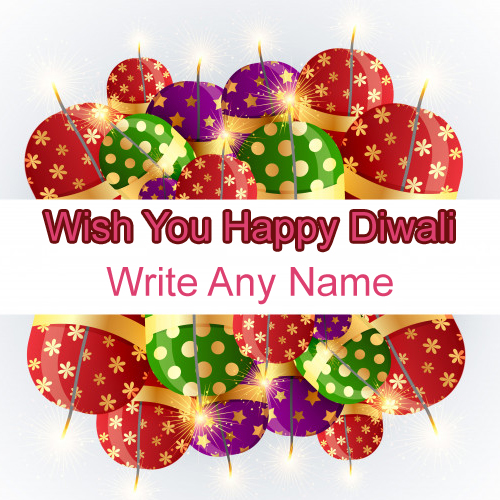 Diwali Crackers Greeting Card Name Write Images Download