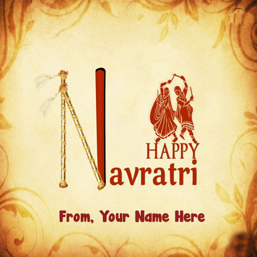 Latest Happy Navratri Name Writing Wish Card Send Photo Online