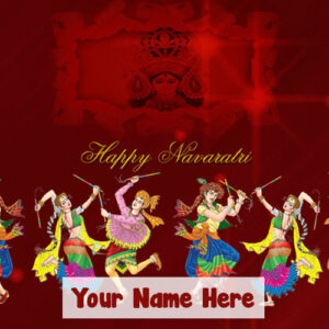Write Name Happy Navratri 2018 Wishes Greeting Card Image