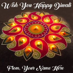 Write Name Wishes Beautiful Diwali Greeting Card Candles Images