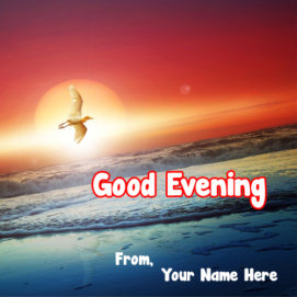 Beautiful Sunset Nature Evening Greeting Card Name Wishes