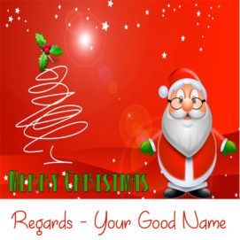Merry Christmas Santa Wishes Beautiful Name Greeting Card