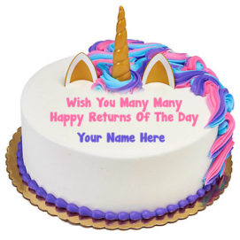 Unicorn Birthday Cake Photo Name Wishes Profile Images