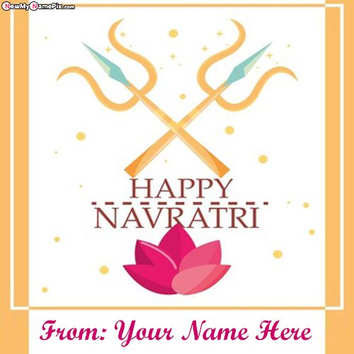 Navratri Greetings Images With Name Printing Card Create