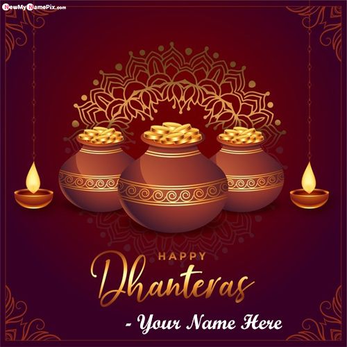 Happy Dhanteras Greeting With Name Cards
