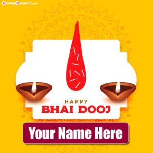 Happy Bhai Dooj Greeting Photo With Name Wishes