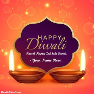 Diwali Message Best Wishes Photo Card With Name Write