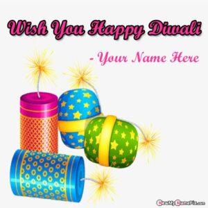 Diwali Pataka Wishes Best Greetings Photo On Name Write Card