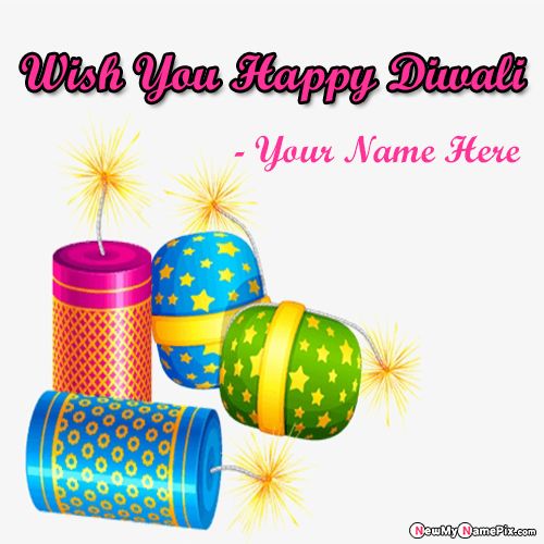 Diwali Pataka Wishes Best Greetings Photo On Name Write Card_500X500