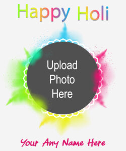 Colorful Happy Holi Festival Photo Maker Editing Name Card