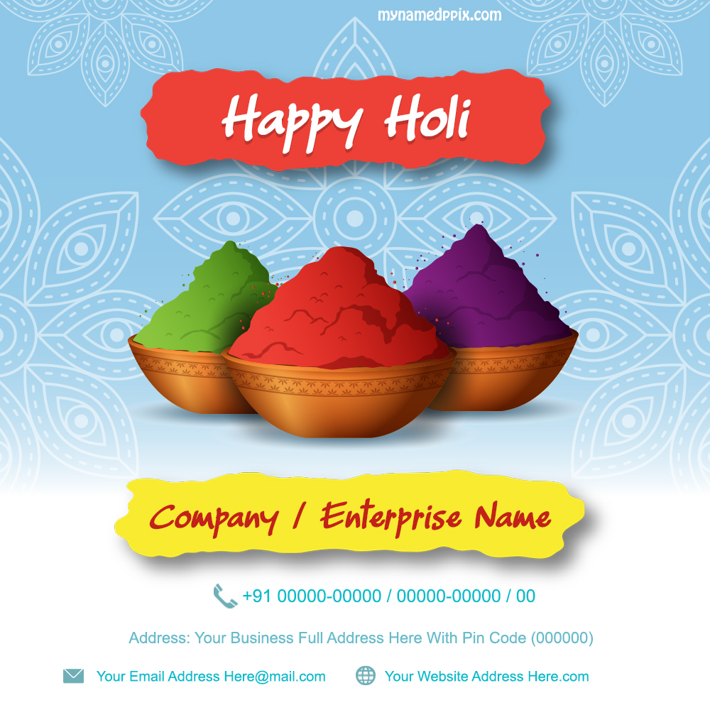 Easily Company Name Happy Holi Photo Download Customized