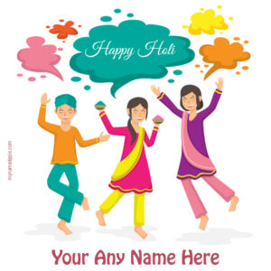 Easily Create Custom Name Holi Card Wishes Free Download