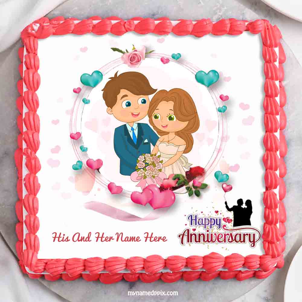 Anniversary Wishes With Name And Photo Cakes_1000X1000