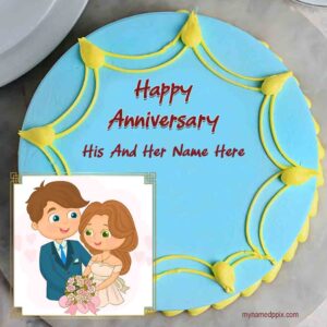 Happy Anniversary Photo Cake Wishes Couple Name
