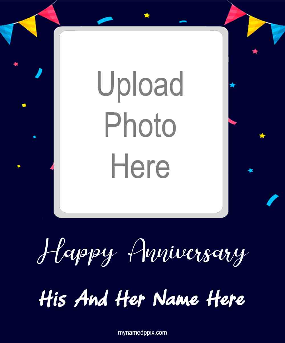 Anniversary Wishes Couple Name With Photo Card Maker