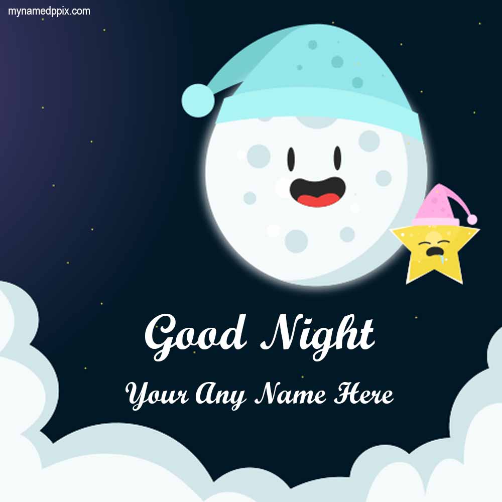 Good Night Wishes With Name Edit Card Maker